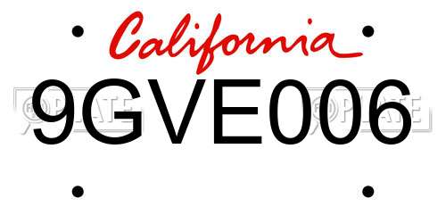 9GVE006 California License Plate