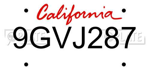 9GVJ287 California License Plate