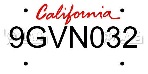 9GVN032 California License Plate