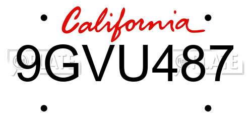 9GVU487 California License Plate