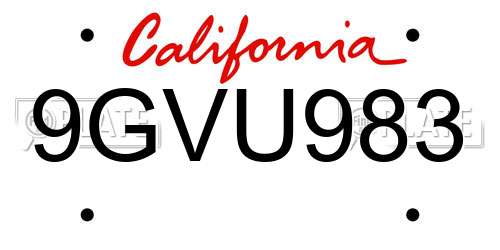 9GVU983 California License Plate