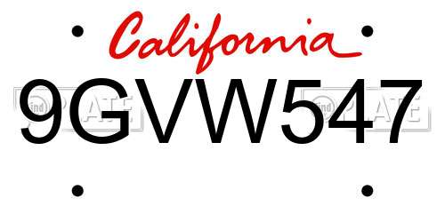 9GVW547 California License Plate