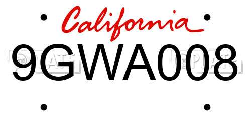 9GWA008 California License Plate