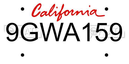 9GWA159 California License Plate