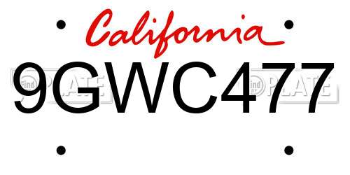 9GWC477 California License Plate