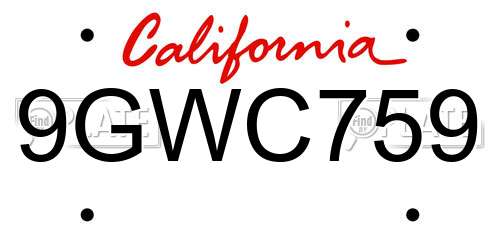 9GWC759 California License Plate