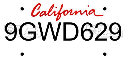 9GWD629 California License Plate