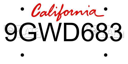 9GWD683 California License Plate