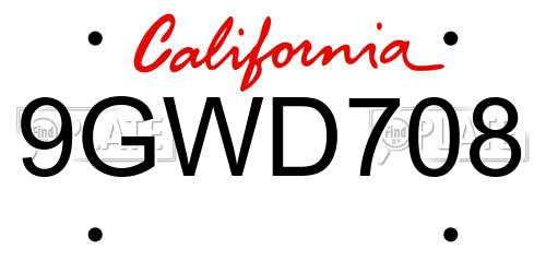 9GWD708 California License Plate