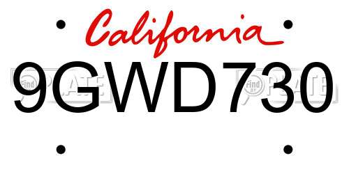 9GWD730 California License Plate