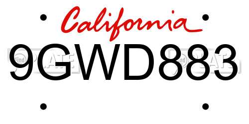 9GWD883 California License Plate