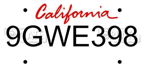 9GWE398 California License Plate