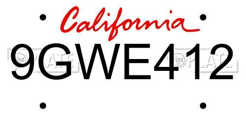 9GWE412 California License Plate