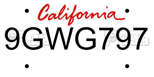 9GWG797 California License Plate