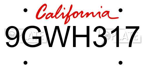 9GWH317 California License Plate