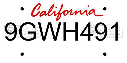 9GWH491 California License Plate
