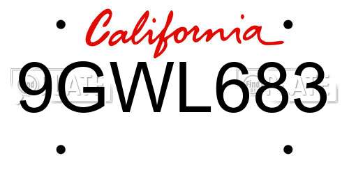 9GWL683 California License Plate
