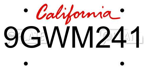 9GWM241 California License Plate
