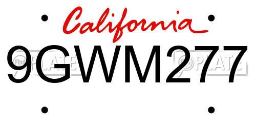 9GWM277 California License Plate