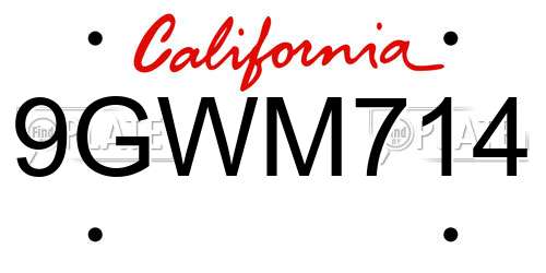 9GWM714 California License Plate