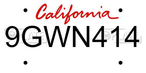 9GWN414 California License Plate
