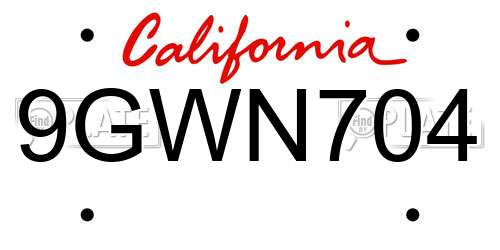 9GWN704 California License Plate