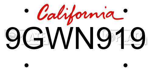 9GWN919 California License Plate