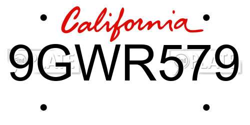 9GWR579 California License Plate