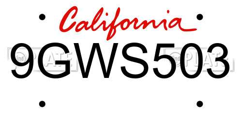 9GWS503 California License Plate