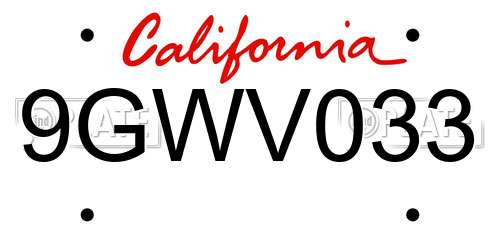 9GWV033 California License Plate
