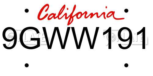 9GWW191 California License Plate