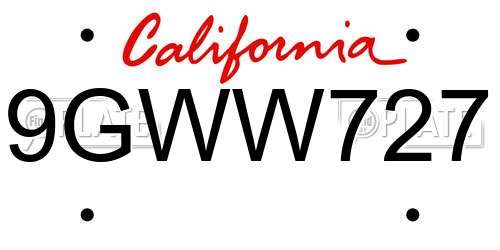 9GWW727 California License Plate