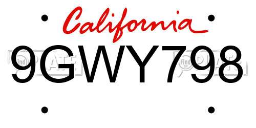 9GWY798 California License Plate