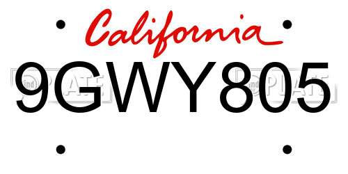 9GWY805 California License Plate