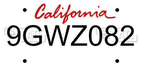 9GWZ082 California License Plate