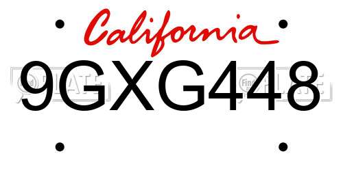 9GXG448 California License Plate