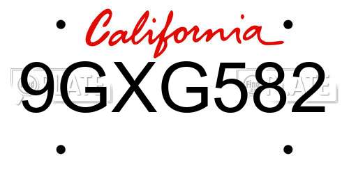 9GXG582 California License Plate