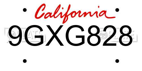 9GXG828 California License Plate