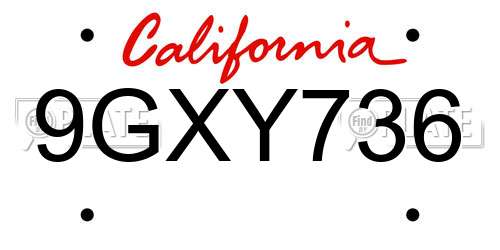 9GXY736 California License Plate