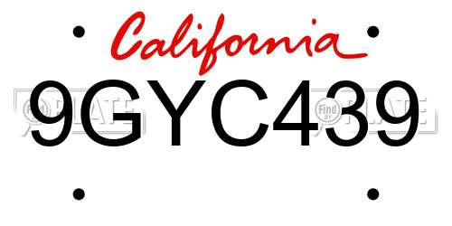 9GYC439 California License Plate