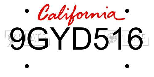 9GYD516 California License Plate