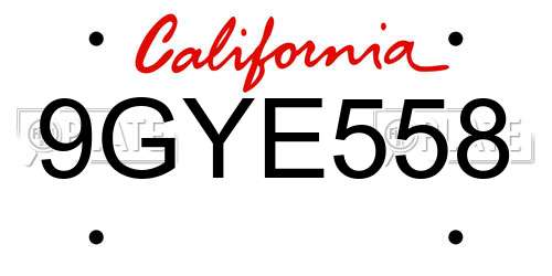 9GYE558 California License Plate