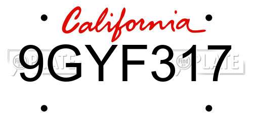 9GYF317 California License Plate