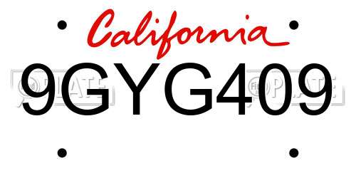 9GYG409 California License Plate