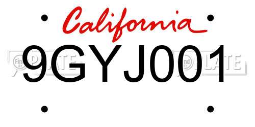 9GYJ001 California License Plate