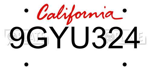 9GYU324 California License Plate