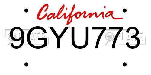 9GYU773 California License Plate