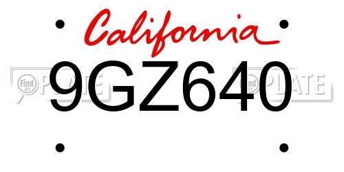 9GZ640 California License Plate