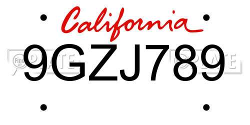 9GZJ789 California License Plate