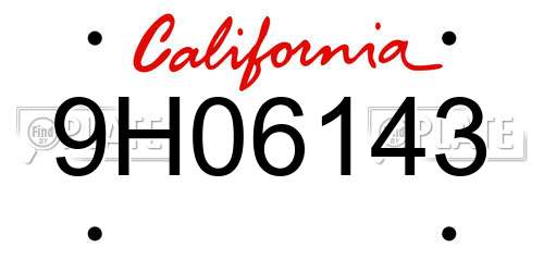 9H06143 California License Plate